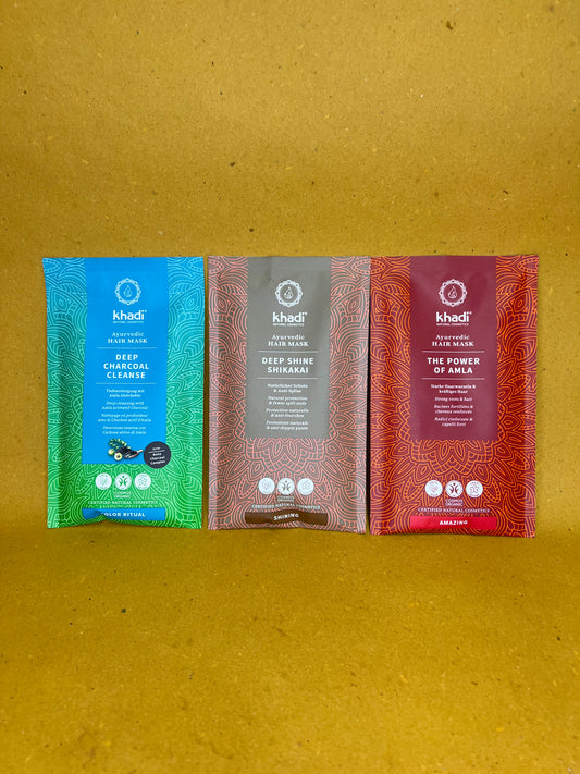 Ayurvedische Haarmasken und Pulvershampoo (je 50g)